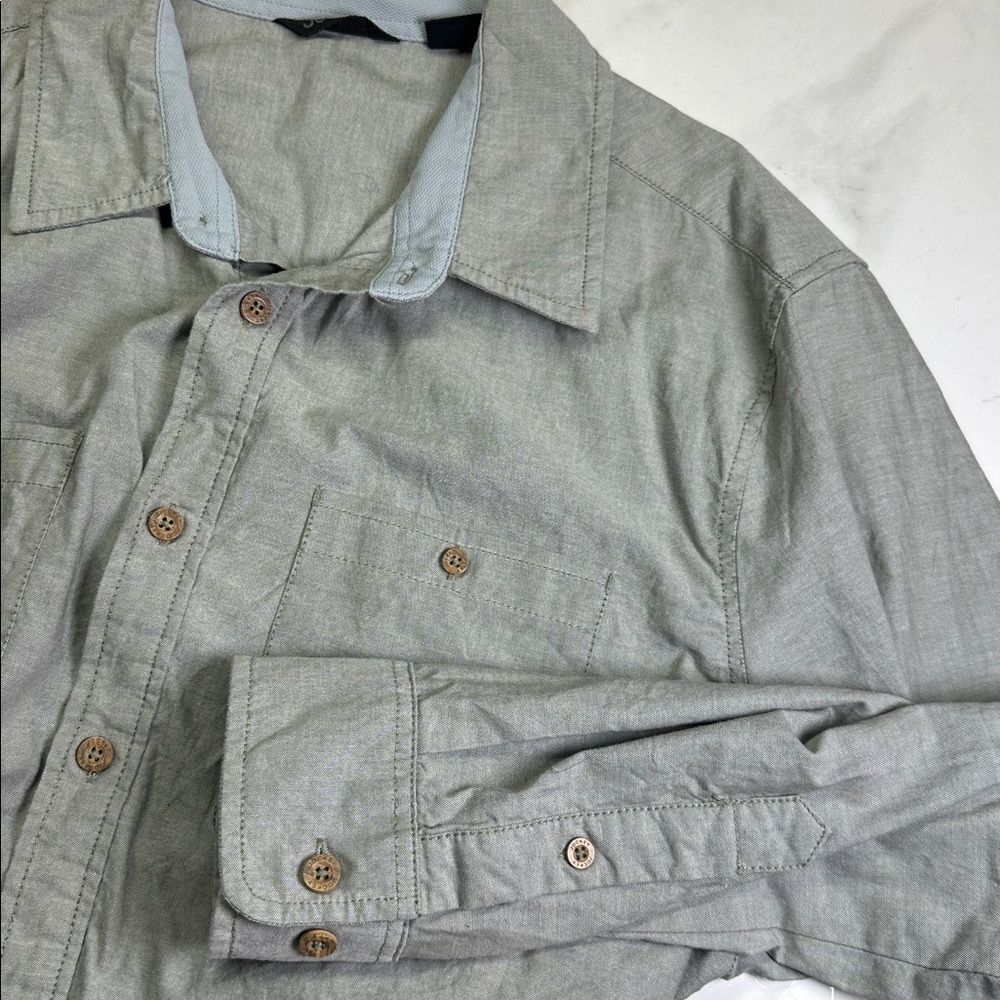 Jockey Gray Button Up Long Sleeve Shirt, Men's Size XL, Cotton